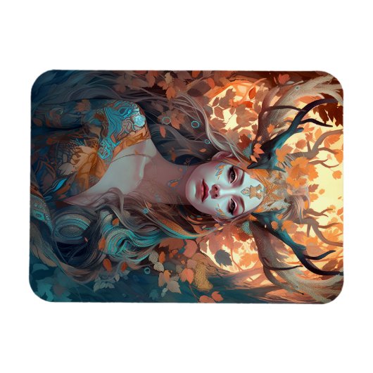 Vrouw met Antlers Fantasy Art Magneet (Horizontaal)