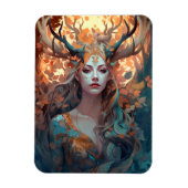 Vrouw met Antlers Fantasy Art Magneet (Verticaal)