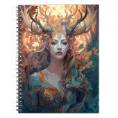 Vrouw met Antlers Fantasy Art Notitieboek (Voorkant)