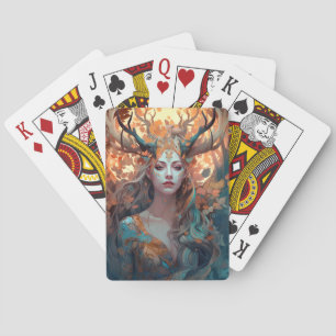 Vrouw met Antlers Fantasy Art Pokerkaarten