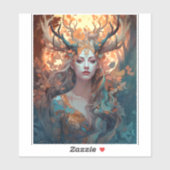 Vrouw met Antlers Fantasy Art Sticker (Vel)