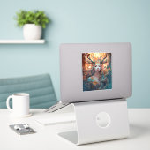Vrouw met Antlers Fantasy Art Sticker (Laptop op bureau)