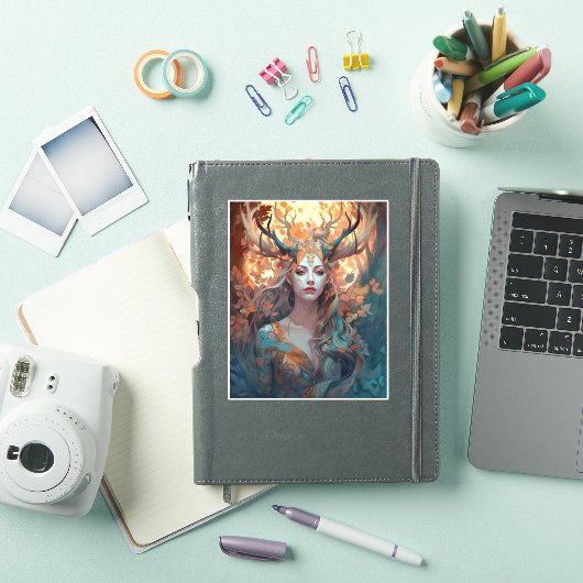 Vrouw met Antlers Fantasy Art Sticker (iPad Cover)