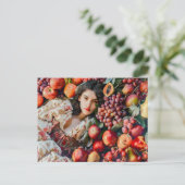 Vrouw met appels en druiven briefkaart (Staand voorkant)