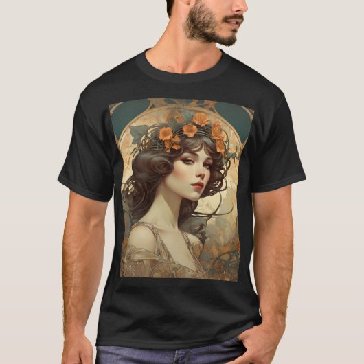 Vrouw met Art Nouveau T-shirt (Voorkant)