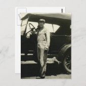 Vrouw met auto briefkaart (Voorkant / Achterkant)