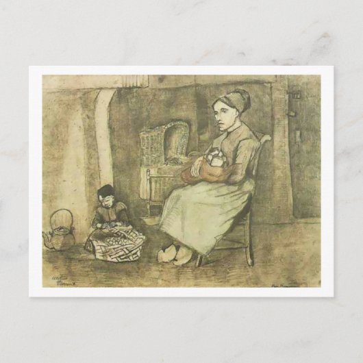 Vrouw met Baby (F1070) Van Gogh Fine Art Briefkaart (Voorkant)
