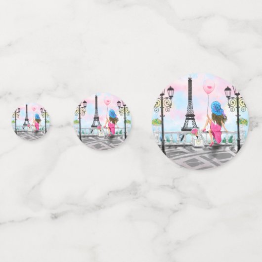 Vrouw met ballon in Parijs Confetti Eiffeltoren (Achterkanten)