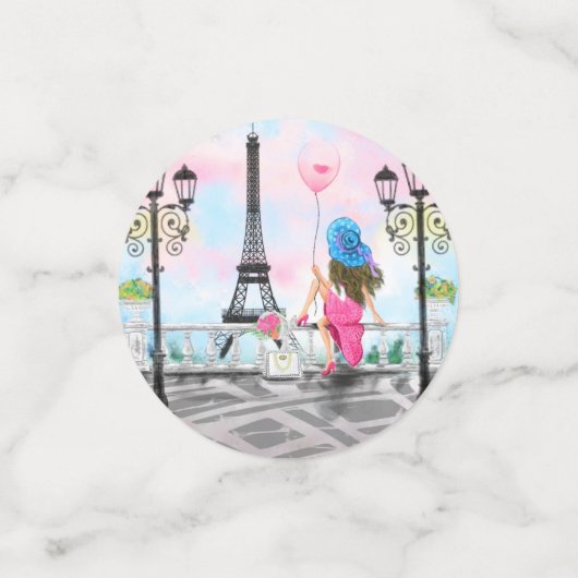 Vrouw met ballon in Parijs Confetti Eiffeltoren (Kleine voorkant)