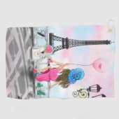 Vrouw met ballon in Paris Golf Towel Golfhanddoek (Horizontaal)