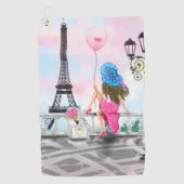 Vrouw met ballon in Paris Golf Towel Golfhanddoek (Voorkant)