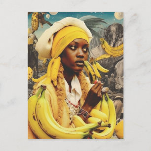 Vrouw met Banaan Fruit Collage Briefkaart