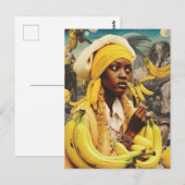 Vrouw met Banaan Fruit Collage Briefkaart (Voorkant / Achterkant)