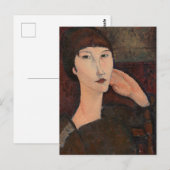 Vrouw met Bangs haar van Amedeo Modigliani Briefkaart (Voorkant / Achterkant)