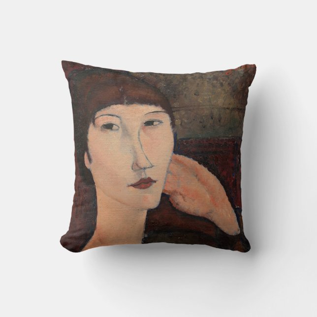 Vrouw met Bangs haar van Amedeo Modigliani Kussen (Voorkant)