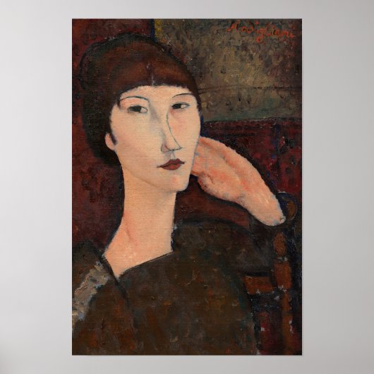 Vrouw met Bangs haar van Amedeo Modigliani Poster (Voorkant)