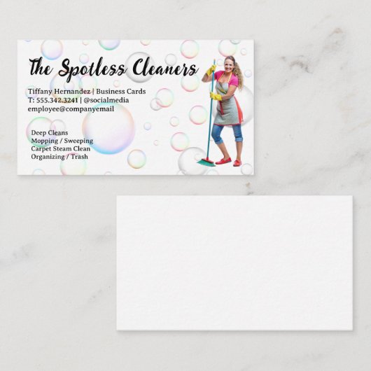 Vrouw met bezem visitekaartje (Voorkant / Achterkant)