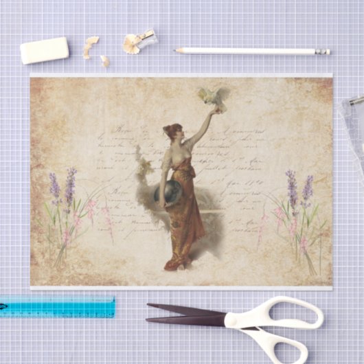 Vrouw met Bird  Tissuepapier (Craft)