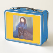Vrouw met Black Panther Metal Lunch Box (Achterkant)