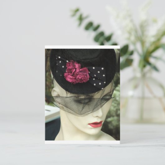 Vrouw met Black Veil Briefkaart (Staand voorkant)