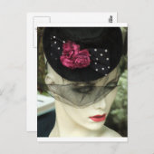 Vrouw met Black Veil Briefkaart (Voorkant / Achterkant)