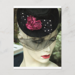 Vrouw met Black Veil Briefkaart