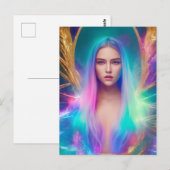 Vrouw met blauw en Paars haar Briefkaart (Voorkant / Achterkant)