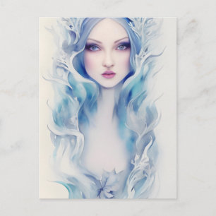 Vrouw met blauw haar briefkaart