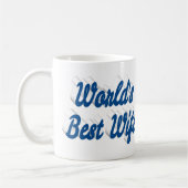 Vrouw met blauwe half tekst  koffiemok (Links)