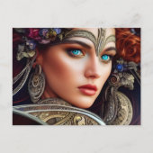 Vrouw met blauwe ogen briefkaart (Voorkant)