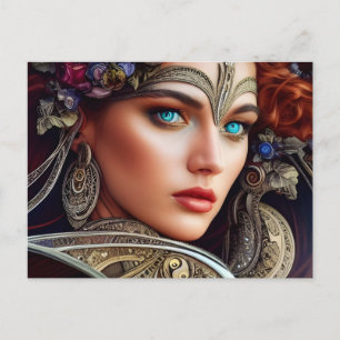 Vrouw met blauwe ogen briefkaart