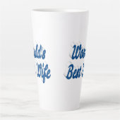 Vrouw met blauwe tekst latte mok (Voorkant)