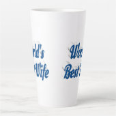 Vrouw met blauwe tekst latte mok (Voorkant)