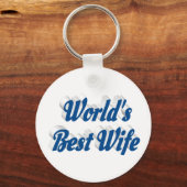 Vrouw met blauwe tekst sleutelhanger (Voorkant)