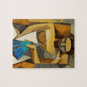 Vrouw met blauwe ventilator, legpuzzel (Horizontaal)