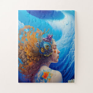 Vrouw met bloeiend Tattoo op haar schouder Legpuzzel