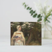 Vrouw met bloeiolie briefkaart (Staand voorkant)