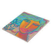 Vrouw met bloem 1 Originele Abstracte kunst Tegeltje (Zijkant)