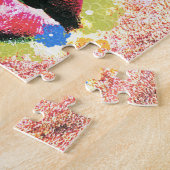 Vrouw met bloem getatoeëerd gezicht kunst legpuzzel (Zijkant)