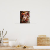 Vrouw Met Bloem Hoofd Kunstprint Poster (Keuken)