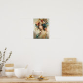 Vrouw Met Bloem Hoofd Kunstprint Poster (Keuken)