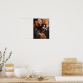 Vrouw Met Bloem Hoofd Kunstprint Poster (Keuken)