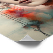 Vrouw Met Bloem Hoofd Kunstprint Poster (Hoek)