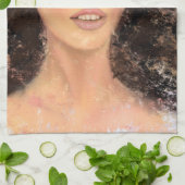  Vrouw Met Bloem Keuken Handdoek (Gevouwen)