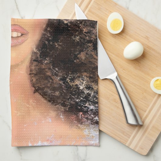  Vrouw Met Bloem Keuken Handdoek (Quarter Fold)