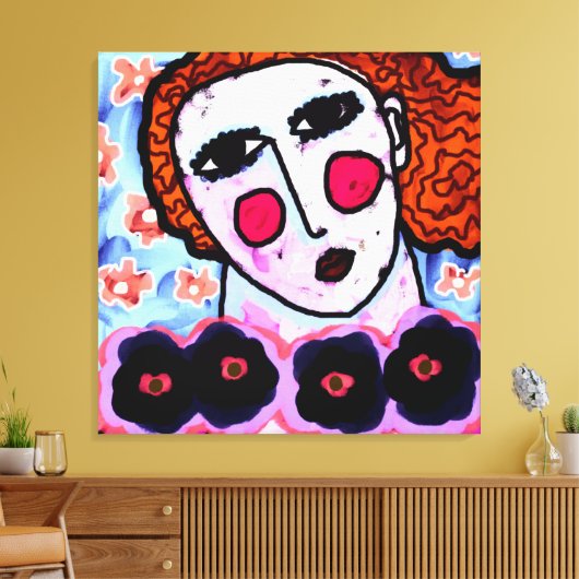 Vrouw met bloemen Abstract digitaal schilderen Canvas Afdruk (Insitu (Woonkamer))