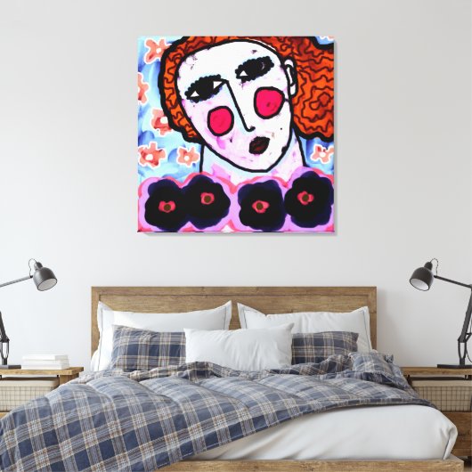 Vrouw met bloemen Abstract digitaal schilderen Canvas Afdruk (Insitu (Slaapkamer))