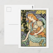 Vrouw met bloemen Art Deco Vintage Briefkaart (Voorkant / Achterkant)