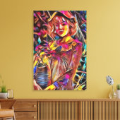 Vrouw met bloemen canvas afdruk (Insitu (Woonkamer))