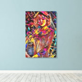 Vrouw met bloemen canvas afdruk (Insitu (Houten vloer))